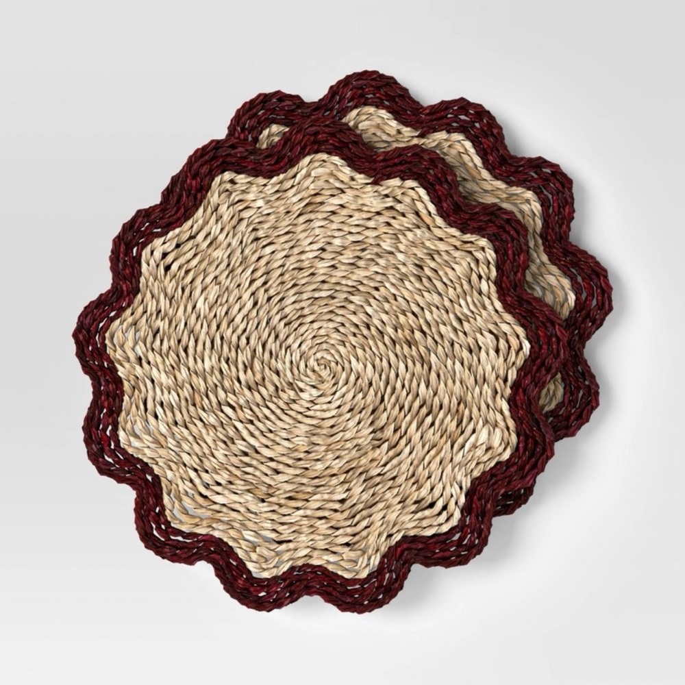 2 PACK Woven Charger Scallop Brown/Red - Threshold
